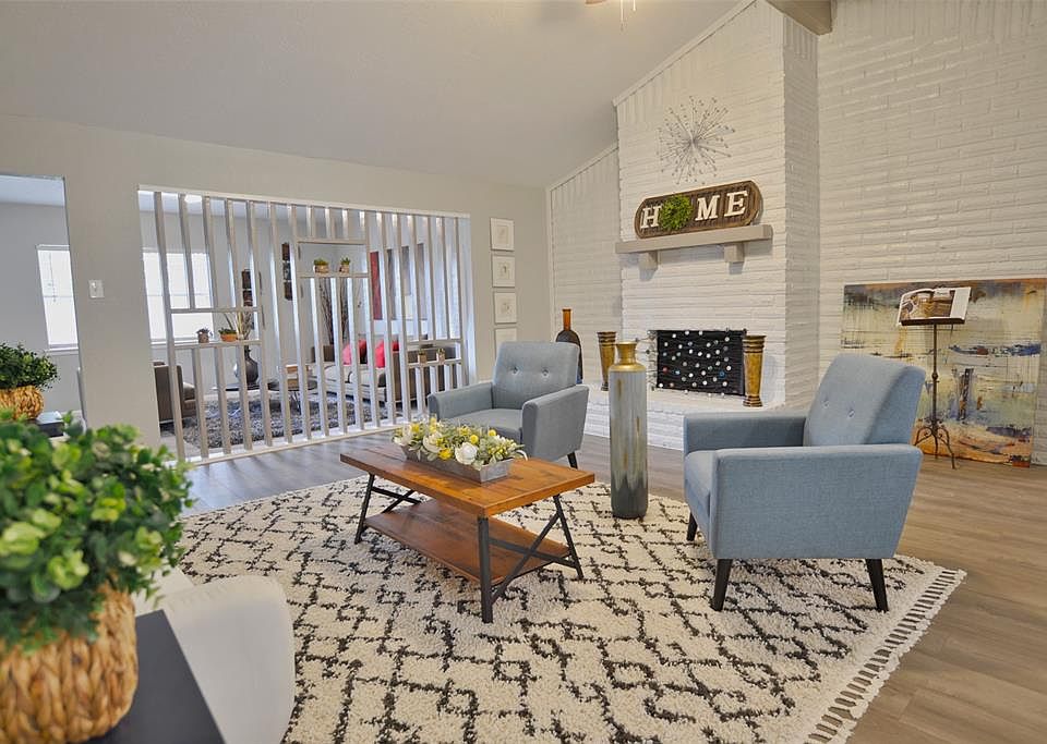 Vaulted ceiling and massive fireplace wall!