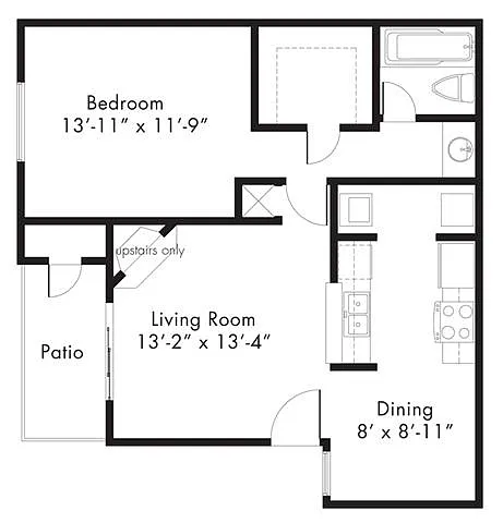Floor plan A3 - 1 bedroom 1 bath