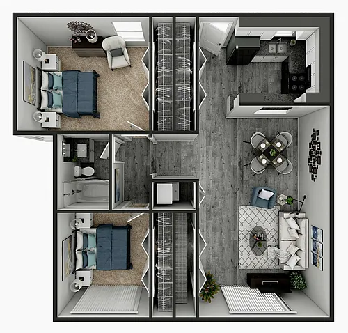 Floor plan 2 Bedroom 1 Bathroom