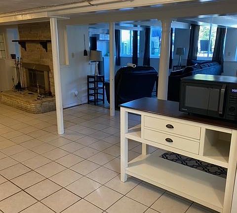 Kitchen hutch and microwave