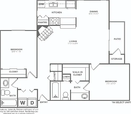 B2Q | 2 bed 2 bath | 1100 sq ft B2Q | 2 bed 2 bath | 1100 sq ft