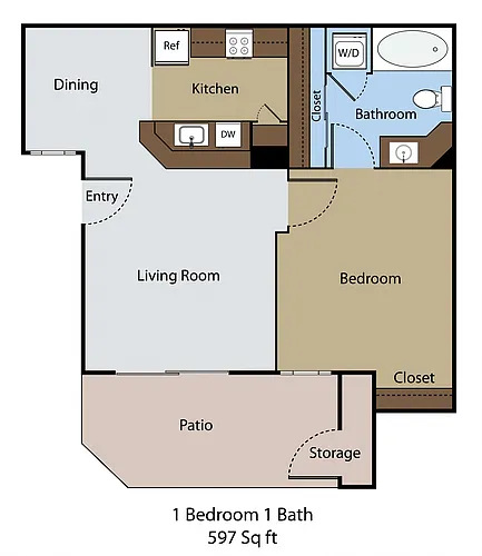 Floor plan 1 BR 1 BA