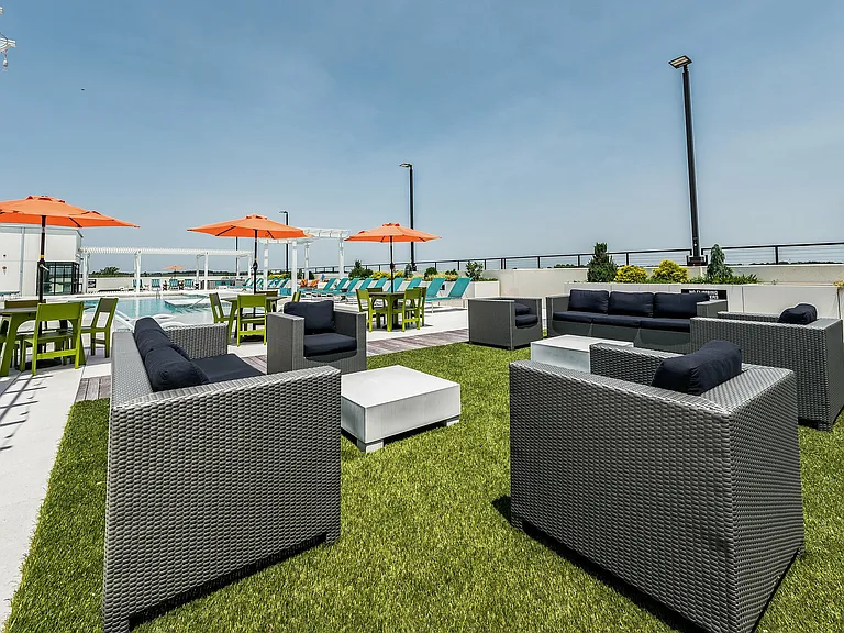 Green Space With Seating Area on Rooftop Deck