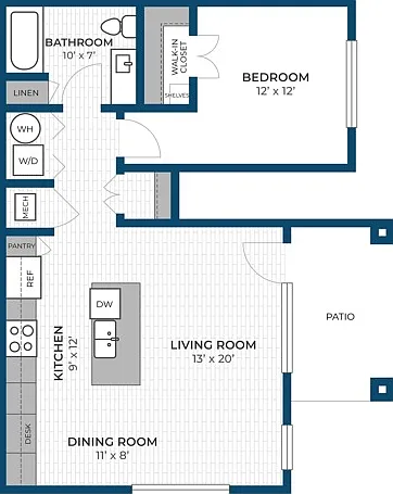 Floor Plan 1B | Seasons at Franklin | Apartments in Franklin, WI Floor Plan 1B | Seasons at Franklin | Apartments in Franklin, WI