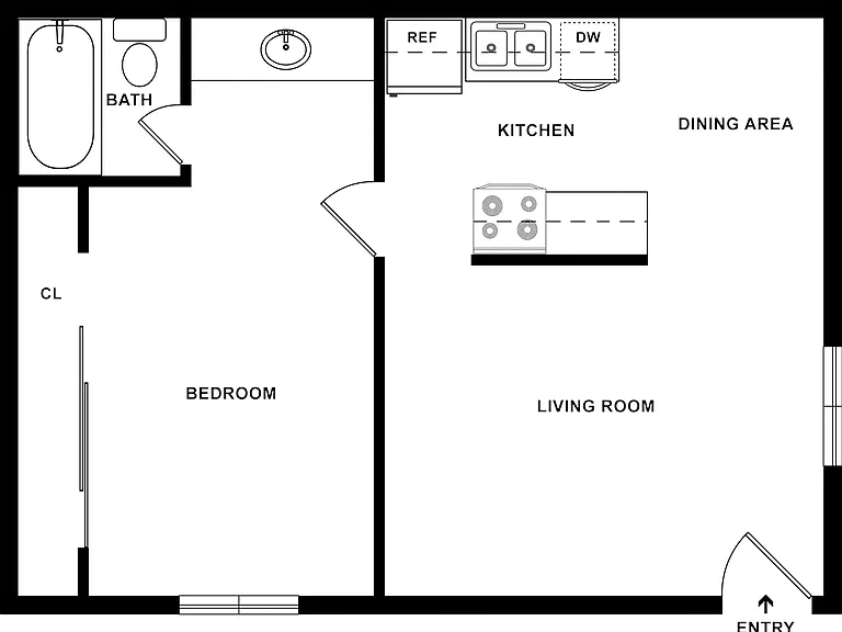 2D Rendering of 1-Bedroom Floor Plan 2D Rendering of 1-Bedroom Floor Plan