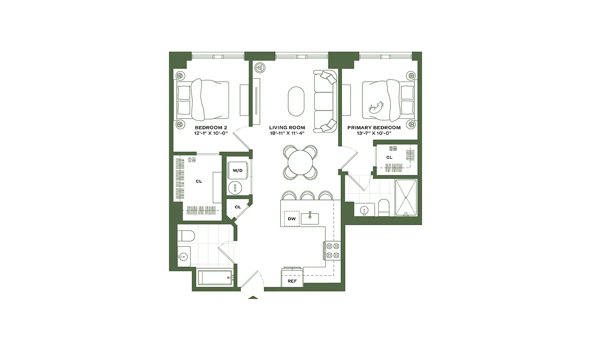 Floor plan 2 Bed/2 Bath-B6