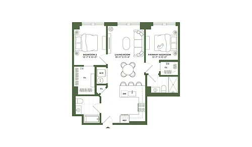 Floor plan 2 Bed/2 Bath-B6