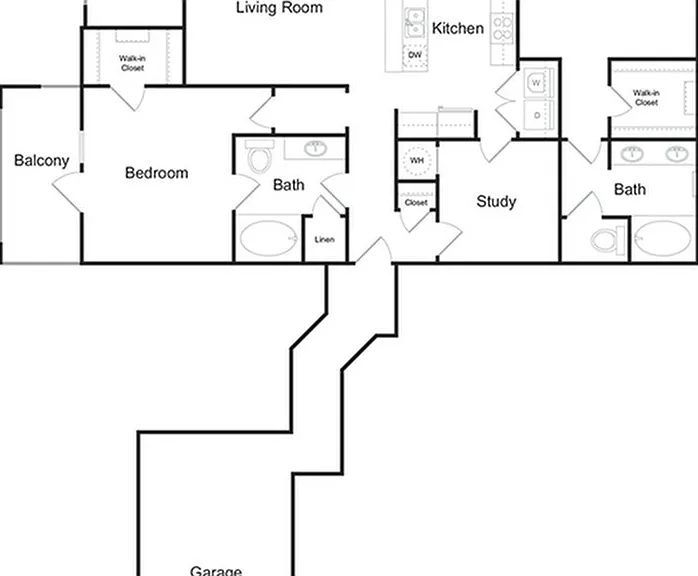 The Brookhaven 2 bedroom 2 bathroom with attached garage 1753 sq ft apartment home at The Kendrick located in Atlanta, GA 30324 The Brookhaven 2 bedroom 2 bathroom with attached garage 1753 sq ft apartment home at The Kendrick located in Atlanta, GA 30324