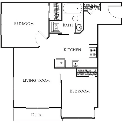 Floor plan Micro Two Bed - E4 322-622