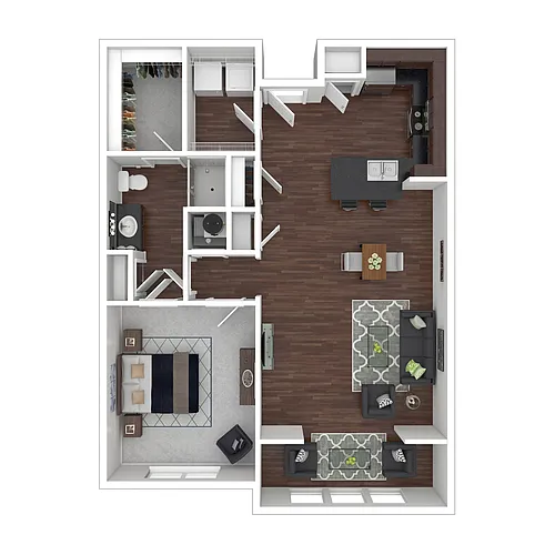 Floor plan 1 Bedroom Traditional