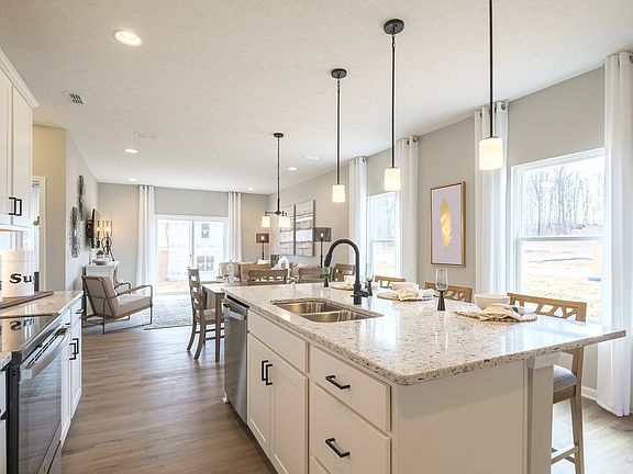 Kitchen open to dining area