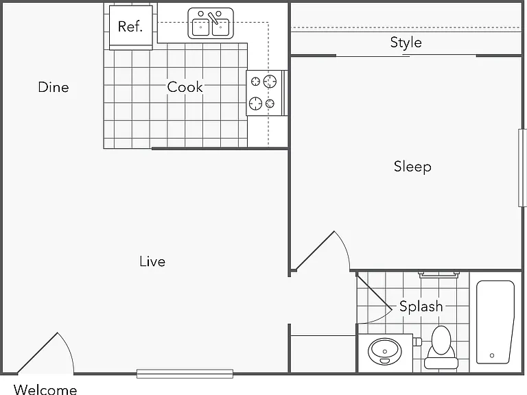 Genesee | 1-Bedroom Floorplan Genesee | 1-Bedroom Floorplan