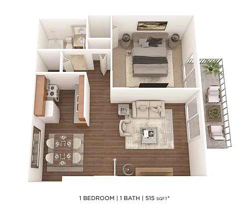 Floor plan One Bedroom 550 sqft