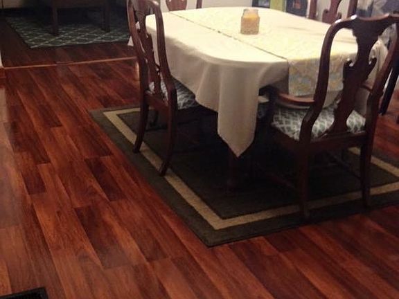 Dining room with new laminate flooring