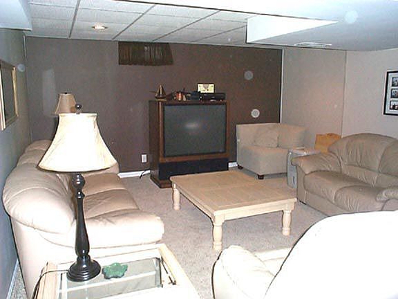 rec roon in finished basement with wet bar