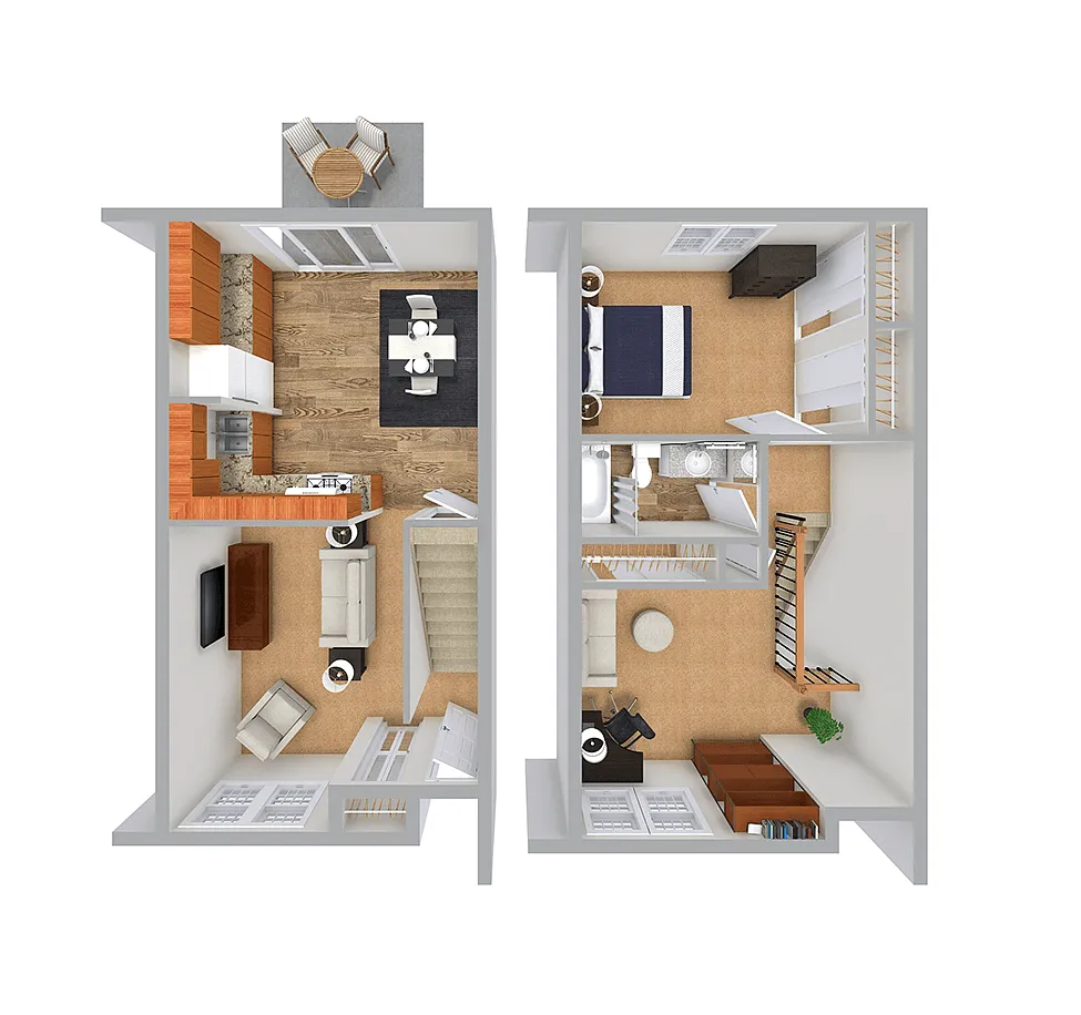 Floor plan One-Bedroom Townhome
