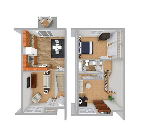 Floor plan One-Bedroom Townhome