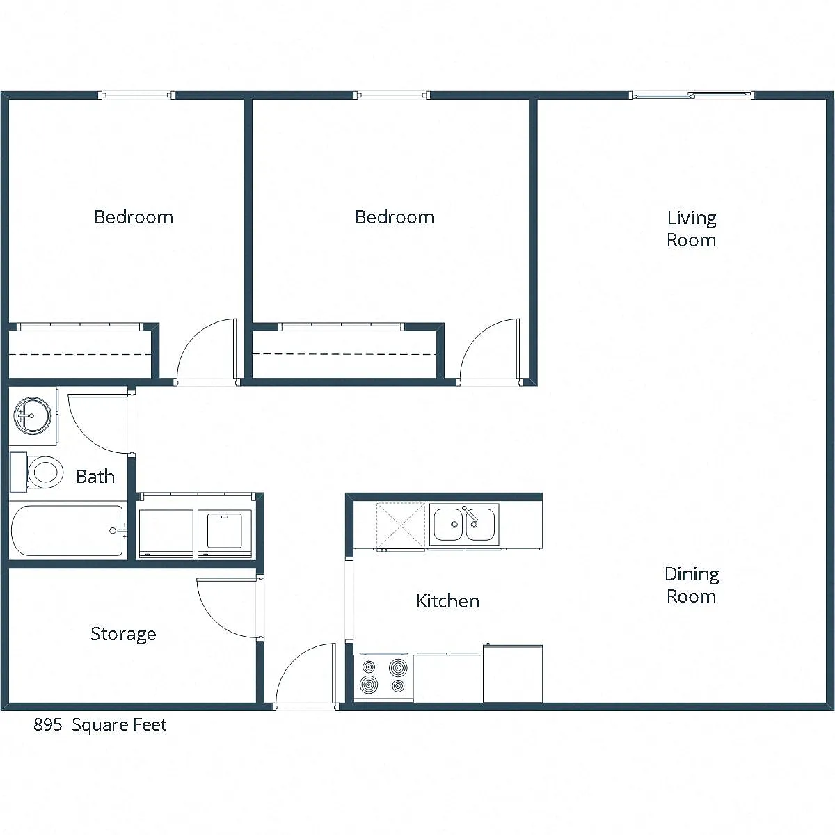 Floor plan Two Bedroom 21A