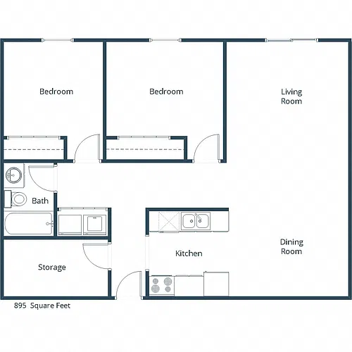 Floor plan Two Bedroom 21A