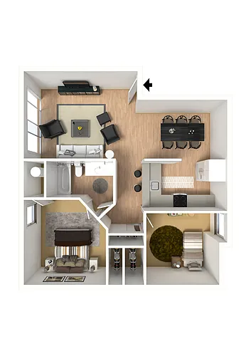 Floor plan Large 2-Bedroom Apartment - R