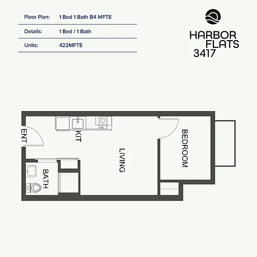 Floor plan 1 Bed 1 Bath MFTE