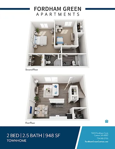 Floor plan 2 Bedroom 2.5 Bathroom Townhouse