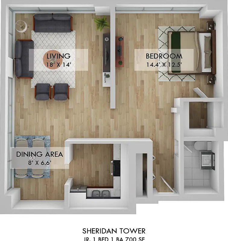 1 bed, 1.0 bath, 700 sqft, $1,894 — Photo 3