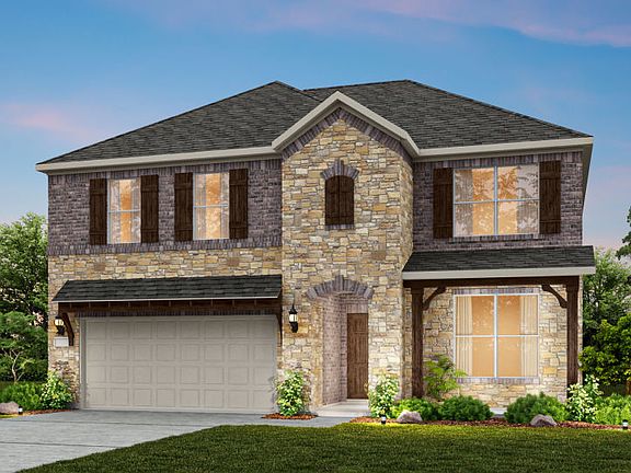 The Sondra, a two-story home with 2-car garage, shown as Home Exterior D