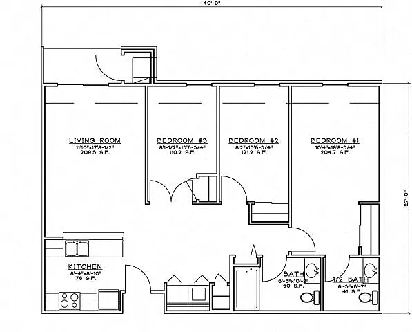 Floor plan 2 Bedroom Unit w/Den