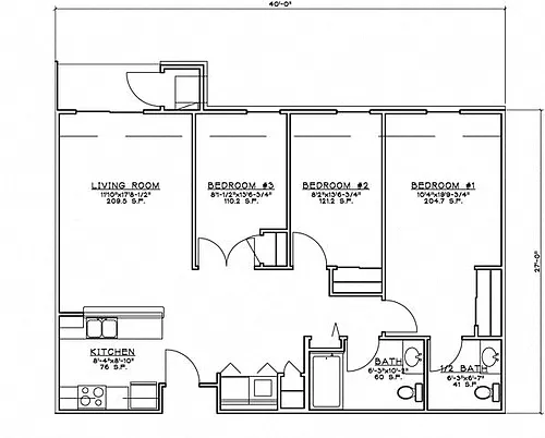 Floor plan 2 Bedroom Unit w/Den