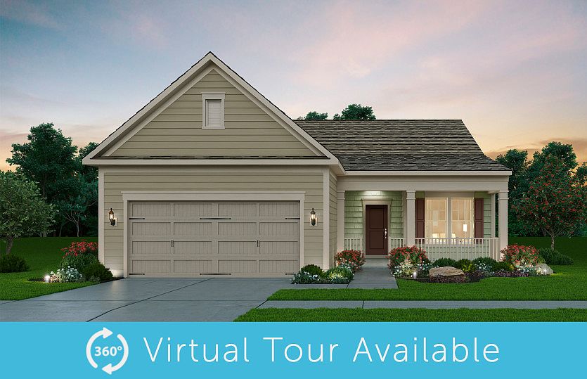 Exterior view of the Castle Rock, a one-story home with a 2-car garage - Elevation 3 at Carter s Mil