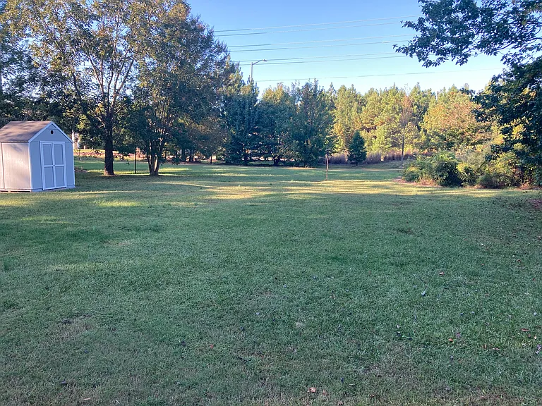 Large, level backyard. Plenty of room for a garden or flowers.