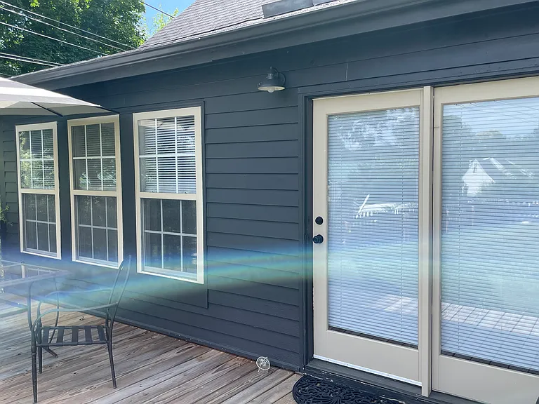Back deck accessed through bedroom