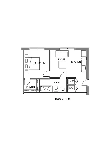 Floor plan 1 Bedroom w/ Walk-In Closet