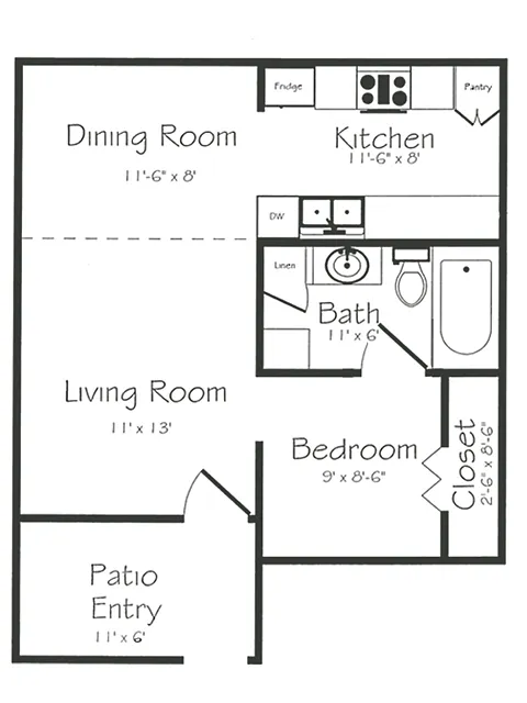 Floor plan 1BR1BA Down NC