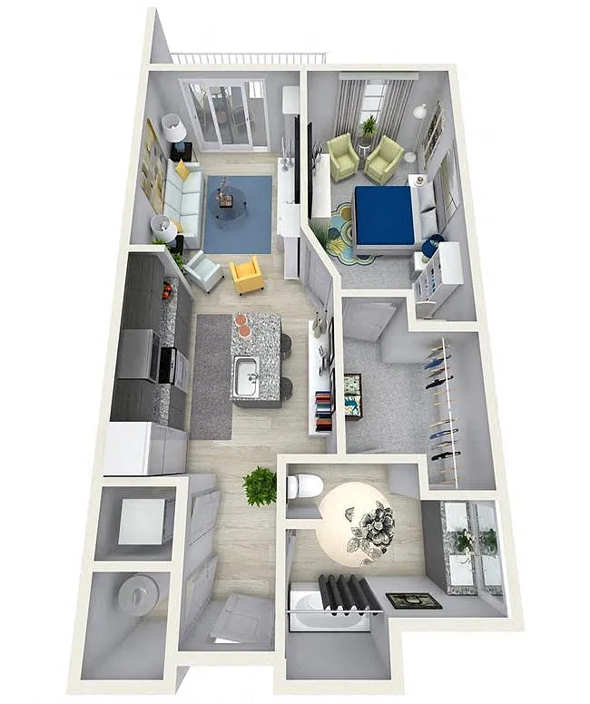 Floor plan 1 Bedroom 1 Bath 858 sqft (Q)