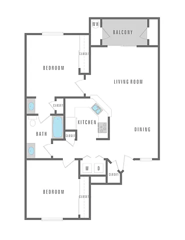 Floor plan 2 Bedroom 1 Bath
