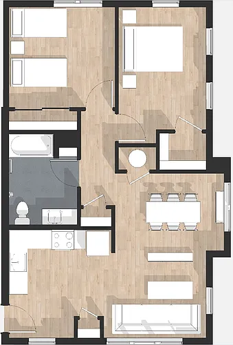 Floor plan 2 Bed 1 Bath (A)