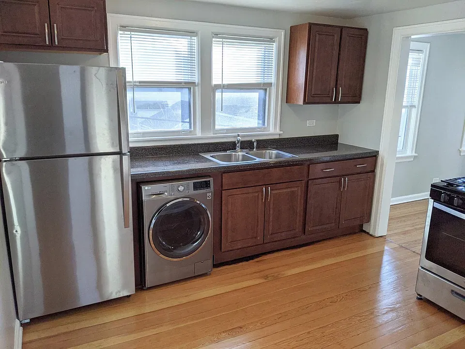 Kitchen with brand new stainless steel appliances