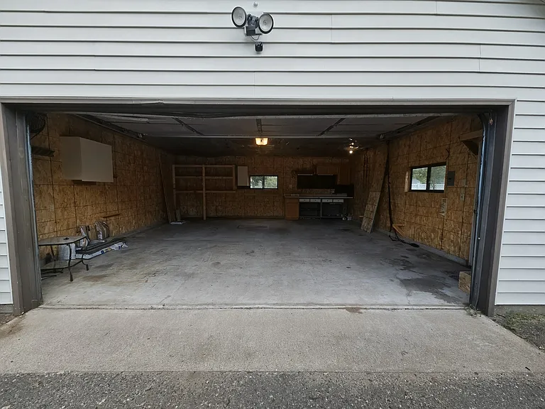 Insulated 2 car garage with workbench