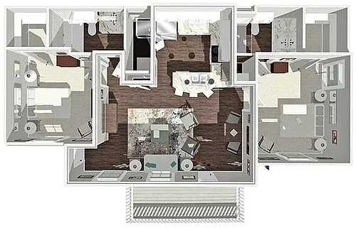 Floor plan Two Bedroom Balcony