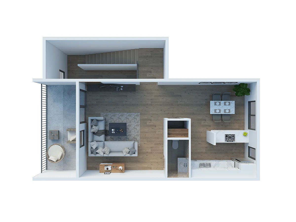 Floor plan 2 Bed 1.5 Bath Townhome 1149SF