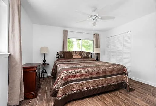 Master bedroom from master bath doorway