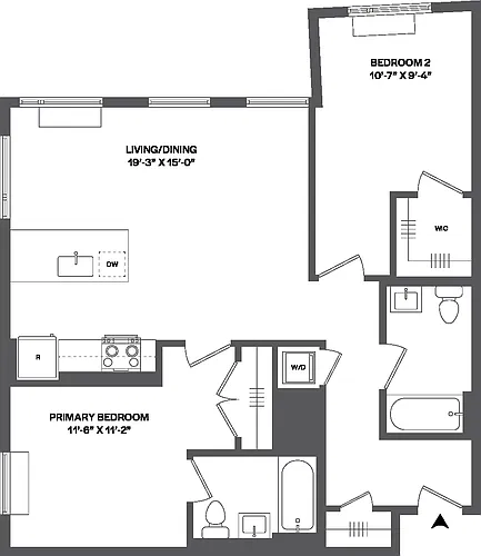 Floor plan 2 Bed/2 Bath-2A-1.1