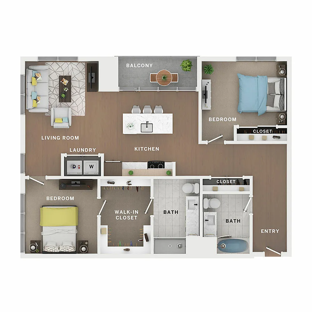 Floor plan 2BR/2BA - Nicholson