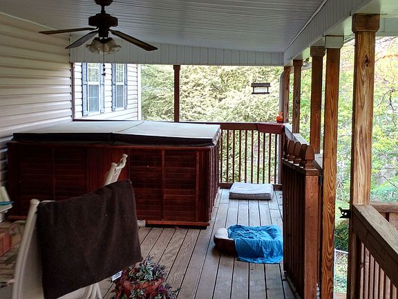 Back porch with hot tub