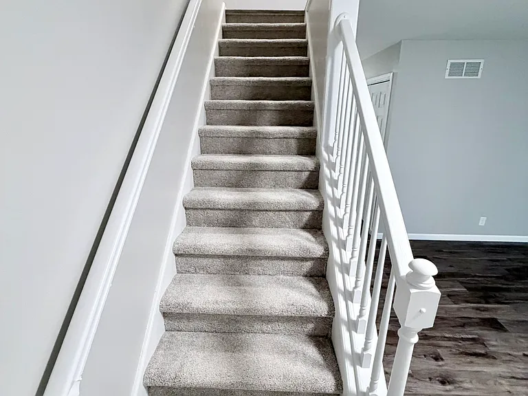 Carpeted stairs.