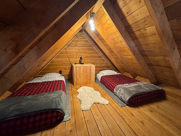 Upstairs sleeping area in Cabin
