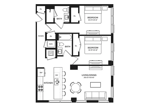 Floor plan 2 Bed/2 Bath-B4
