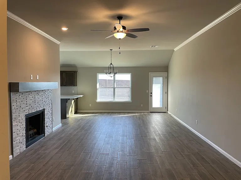 Living room showing backyard door